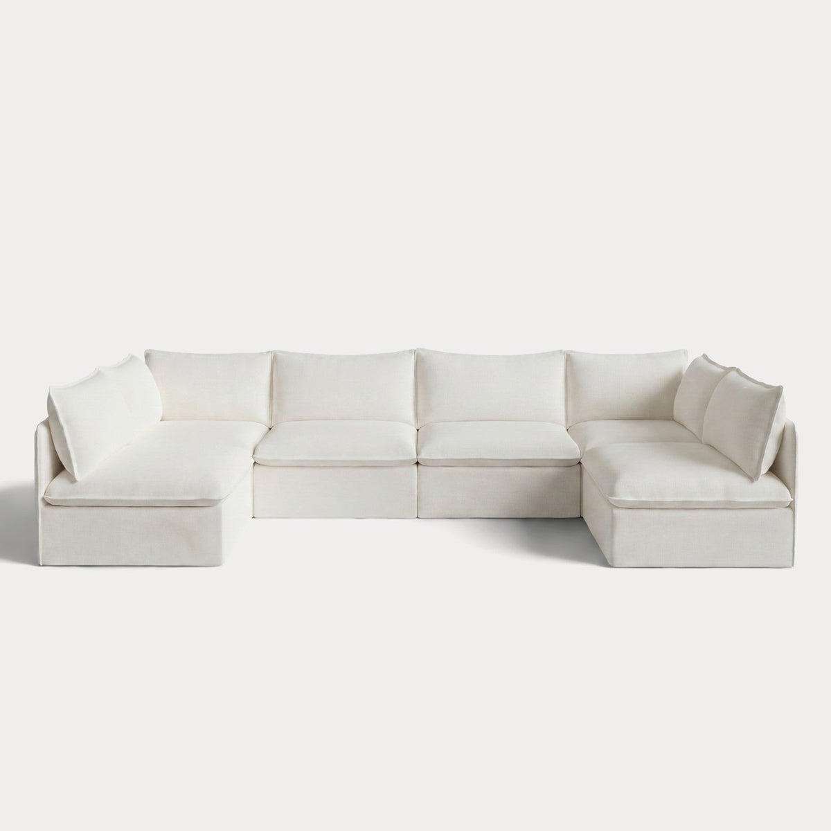 Modular Outdoor Washable 6-Seater Open-Ends U-Sectional | Classic Canvas in Cloud