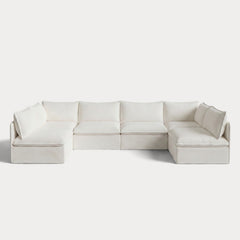 Modular Outdoor Washable 6-Seater Open-Ends U-Sectional | Classic Canvas in Cloud