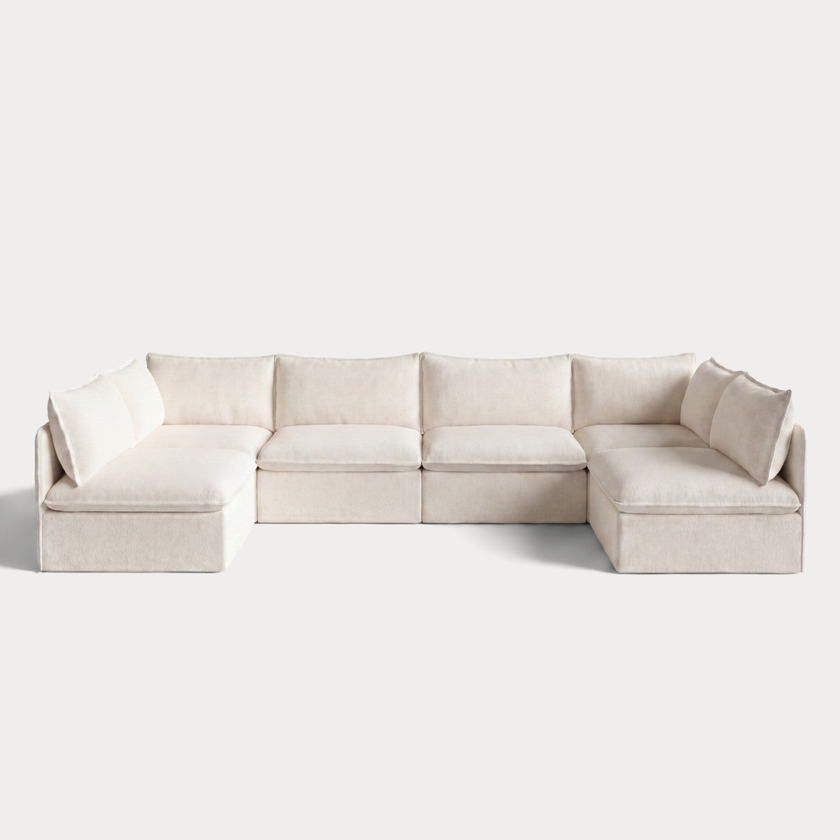 Modular Outdoor Washable 6-Seater Open-Ends U-Sectional | Alfresco Boucle in Creme