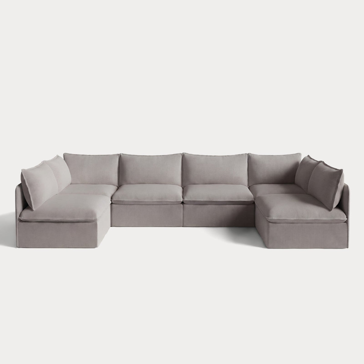 Modular Outdoor Washable 6-Seater Open-Ends U-Sectional | Nano Slubweave in Haze Gray