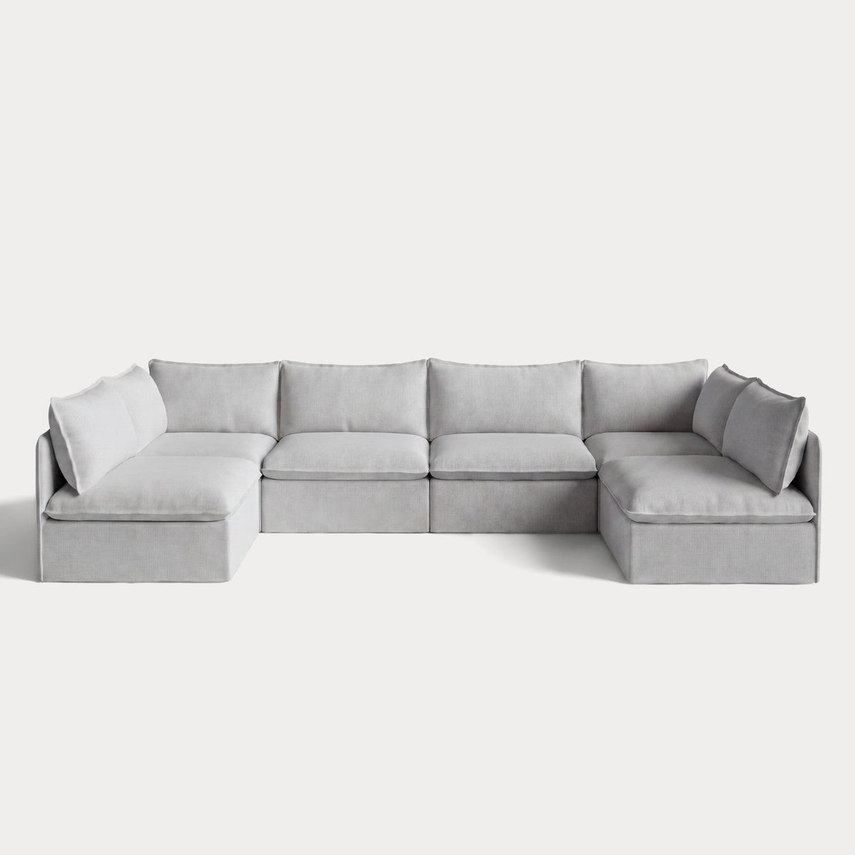 Modular Outdoor Washable 6-Seater Open-Ends U-Sectional | Nano Slubweave in Mist