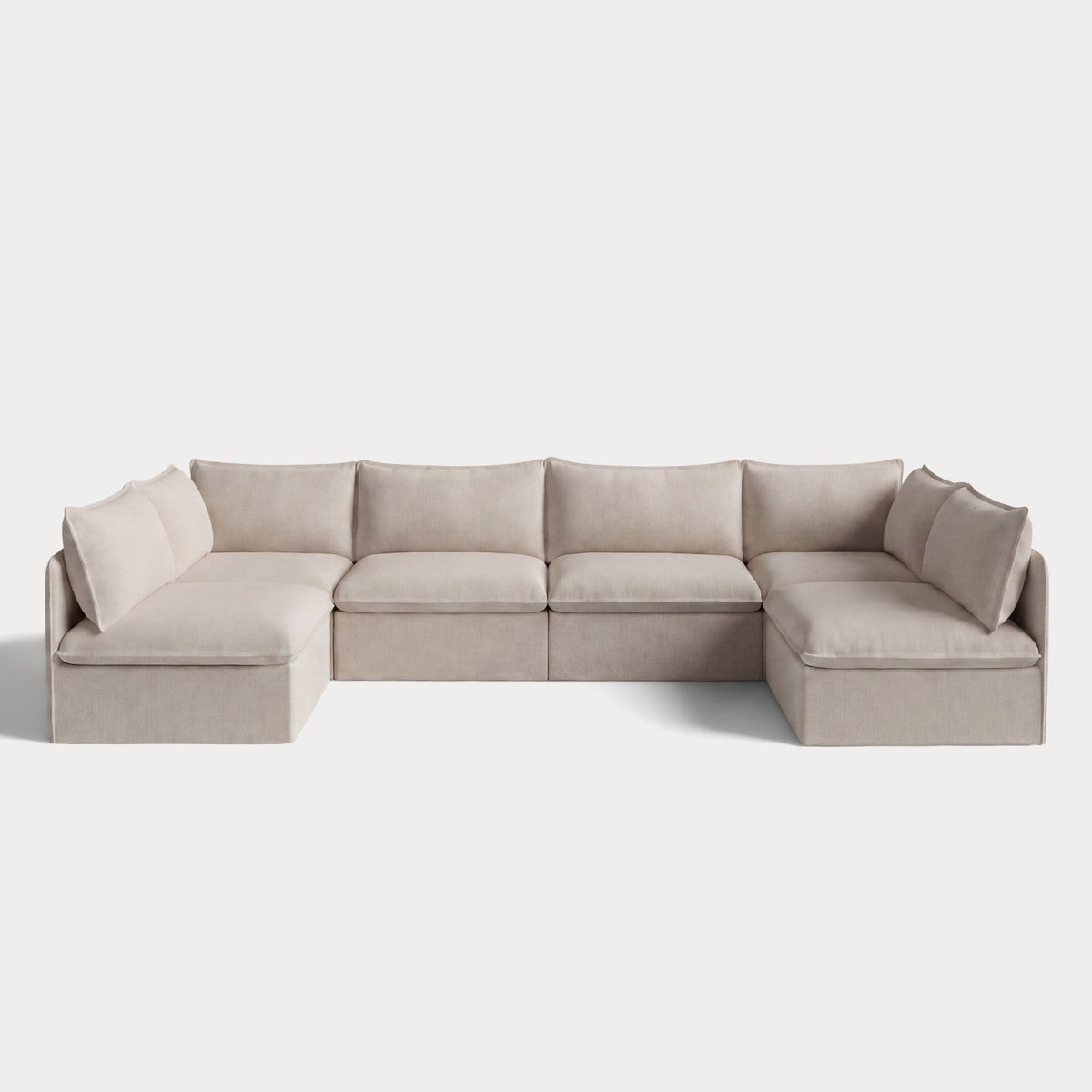 Modular Outdoor Washable 6-Seater Open-Ends U-Sectional | Classic Canvas in Sand