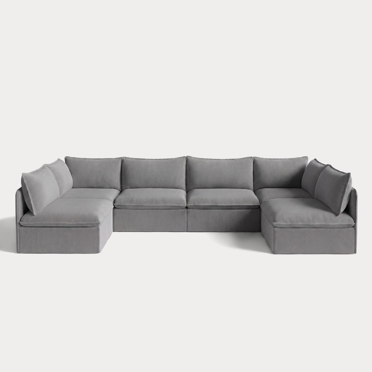 Modular Outdoor Washable 6-Seater Open-Ends U-Sectional | Classic Canvas in Stone Gray