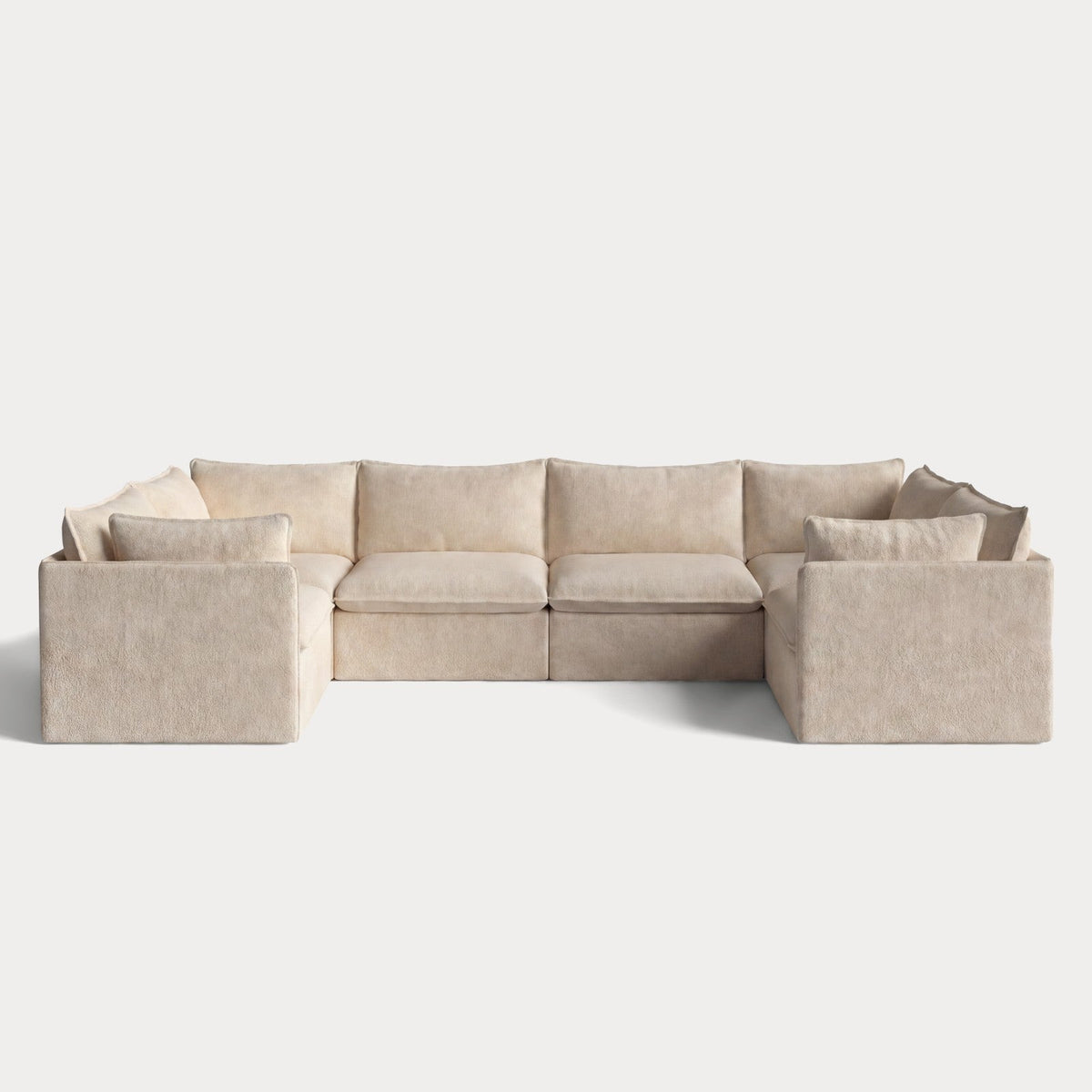 Modular Outdoor Washable 6-Seater U-Sectional | Alfresco Boucle in Cashew