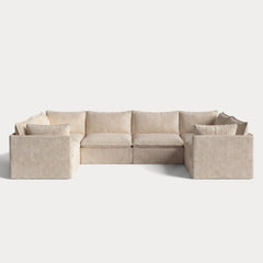 Modular Outdoor Washable 6-Seater U-Sectional | Alfresco Boucle in Cashew