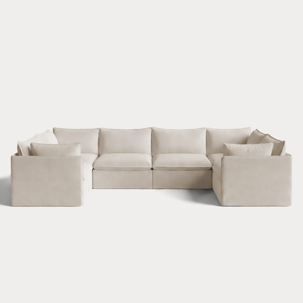 Modular Outdoor Washable 6-Seater U-Sectional | Nano Slubweave in Chai