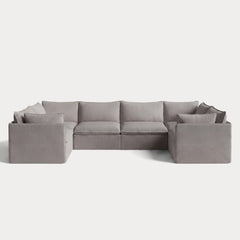 Modular Outdoor Washable 6-Seater U-Sectional | Nano Slubweave in Haze Gray