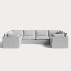 Modular Outdoor Washable 6-Seater U-Sectional | Nano Slubweave in Mist