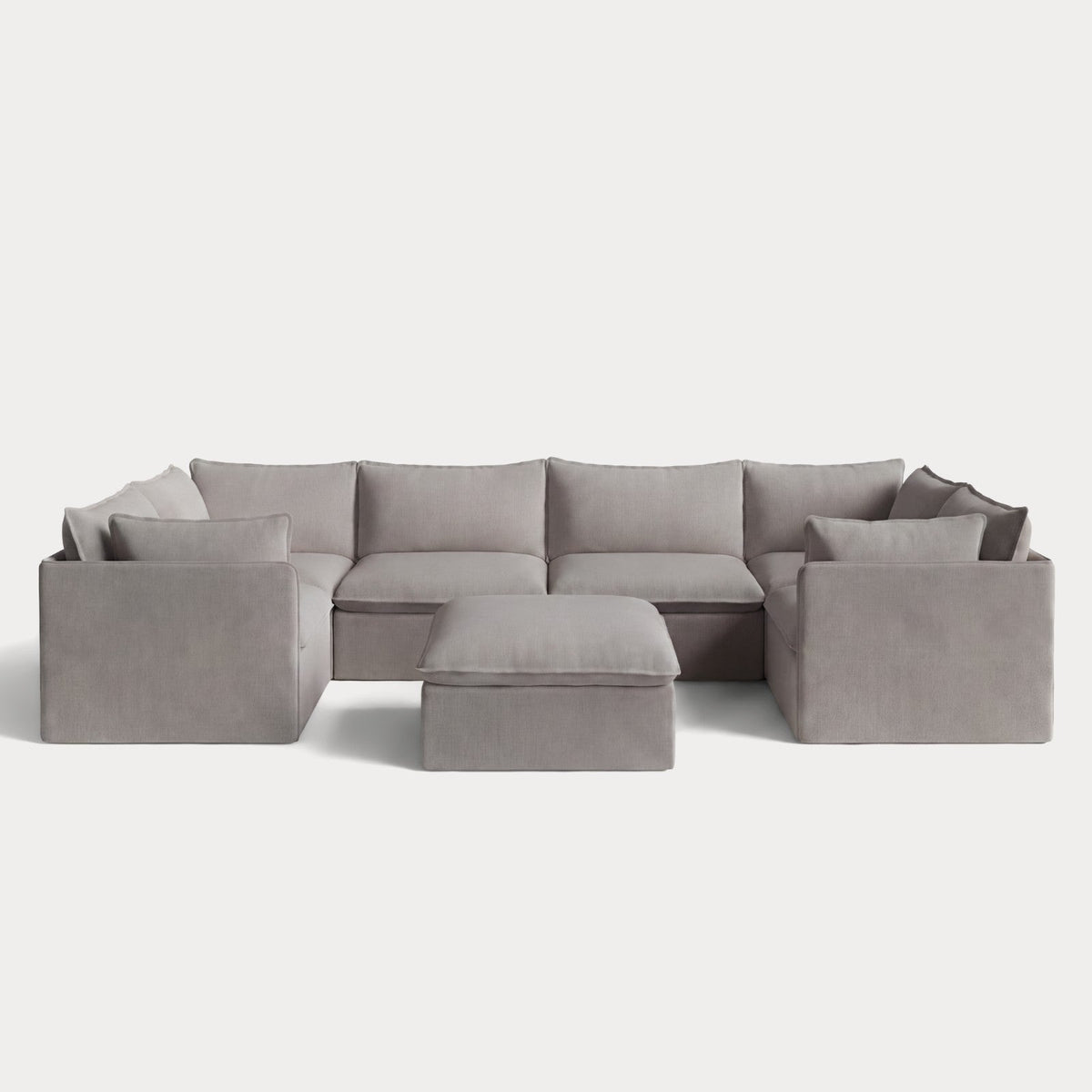 Modular Outdoor Washable 6-Seater U-Sectional + Ottoman | Nano Slubweave in Haze Gray