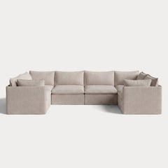 Modular Outdoor Washable 6-Seater U-Sectional | Classic Canvas in Sand