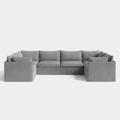 Modular Outdoor Washable 6-Seater U-Sectional | Classic Canvas in Stone Gray