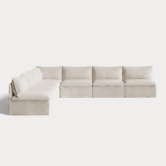 Modular Outdoor Washable 7-Seater Corner Sectional | Nano Slubweave in Chai