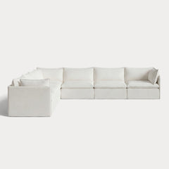 Modular Outdoor Washable 7-Seater Corner Sectional | Classic Canvas in Cloud