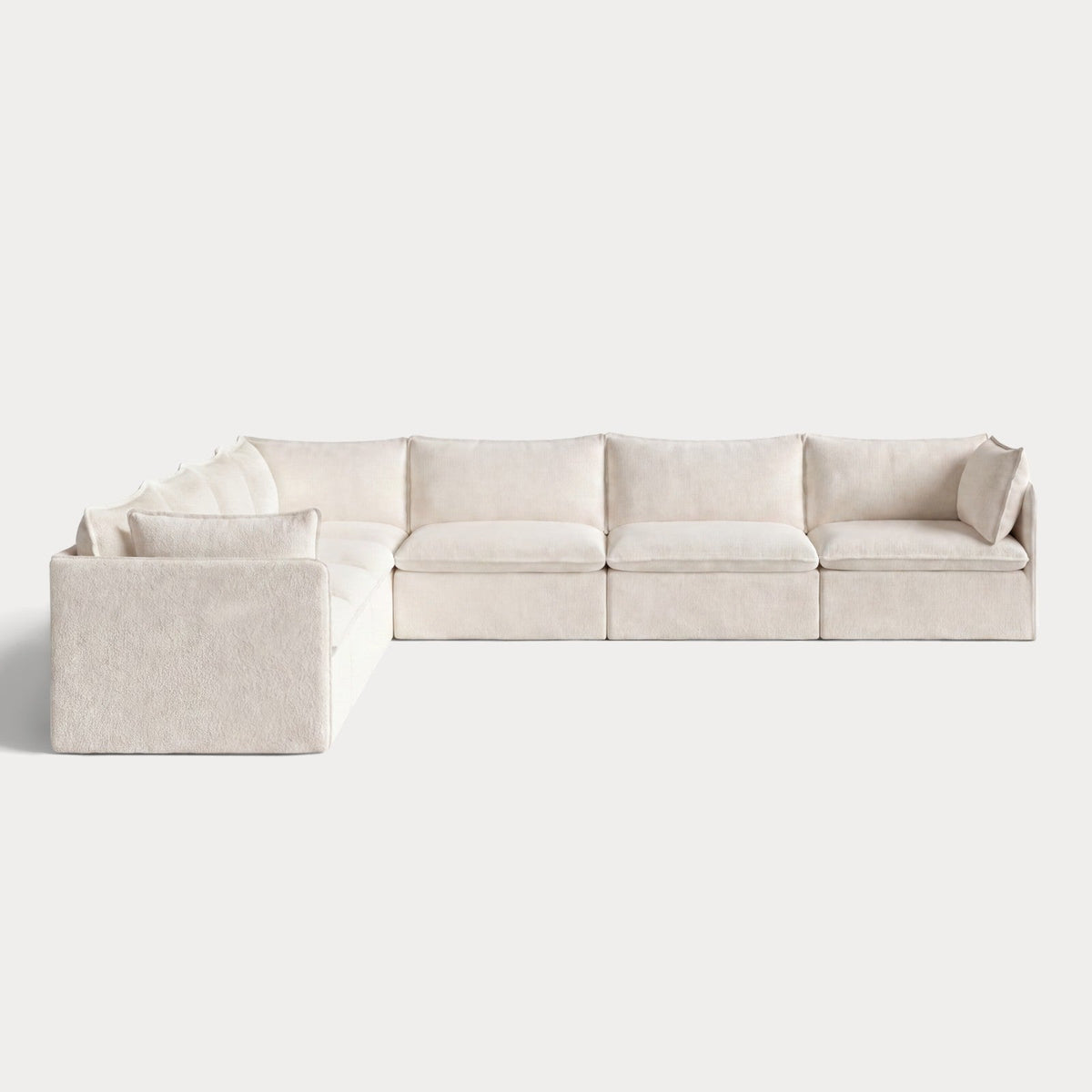 Modular Outdoor Washable 7-Seater Corner Sectional | Alfresco Boucle in Creme