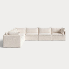Modular Outdoor Washable 7-Seater Corner Sectional | Alfresco Boucle in Creme