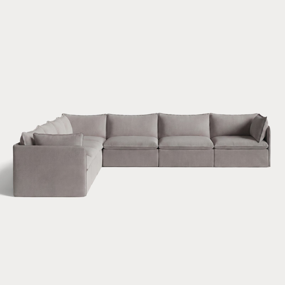 Modular Outdoor Washable 7-Seater Corner Sectional | Nano Slubweave in Haze Gray