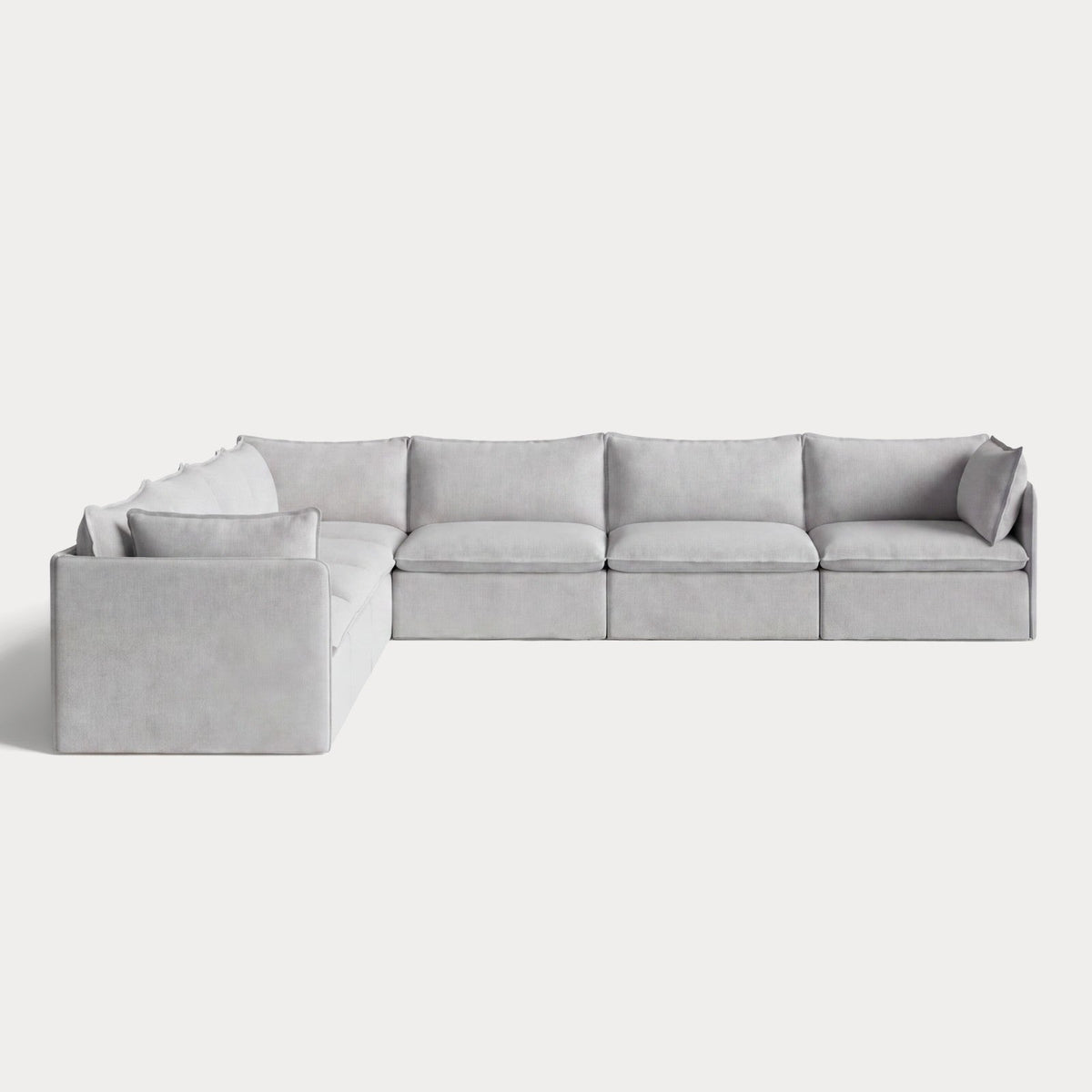 Modular Outdoor Washable 7-Seater Corner Sectional | Nano Slubweave in Mist