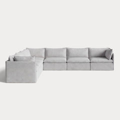 Modular Outdoor Washable 7-Seater Corner Sectional | Nano Slubweave in Mist