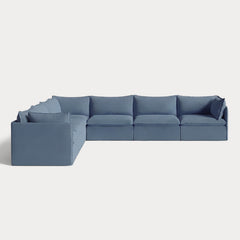Modular Outdoor Washable 7-Seater Corner Sectional | Classic Canvas in Ocean