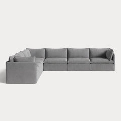Modular Outdoor Washable 7-Seater Corner Sectional | Classic Canvas in Stone Gray