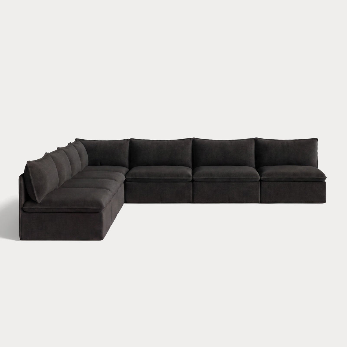 Modular Outdoor Washable 7-Seater Open-Ends Corner Sectional | Classic Canvas in Charcoal