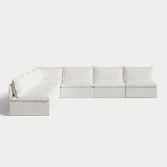 Modular Outdoor Washable 7-Seater Open-Ends Corner Sectional | Classic Canvas in Cloud