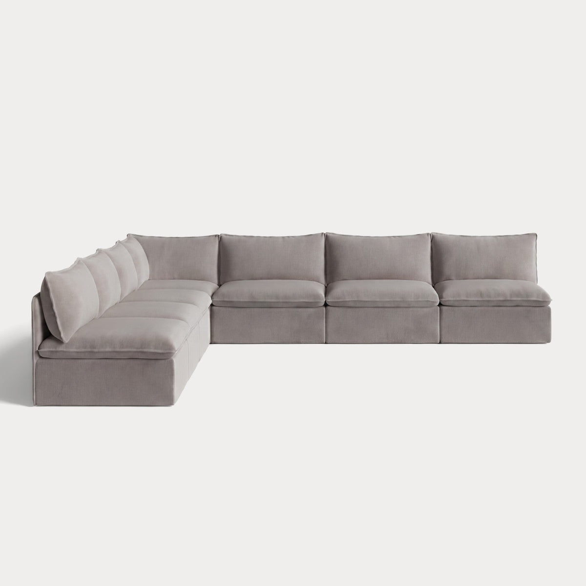 Modular Outdoor Washable 7-Seater Open-Ends Corner Sectional | Nano Slubweave in Haze Gray