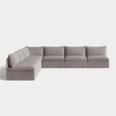 Modular Outdoor Washable 7-Seater Open-Ends Corner Sectional | Nano Slubweave in Haze Gray