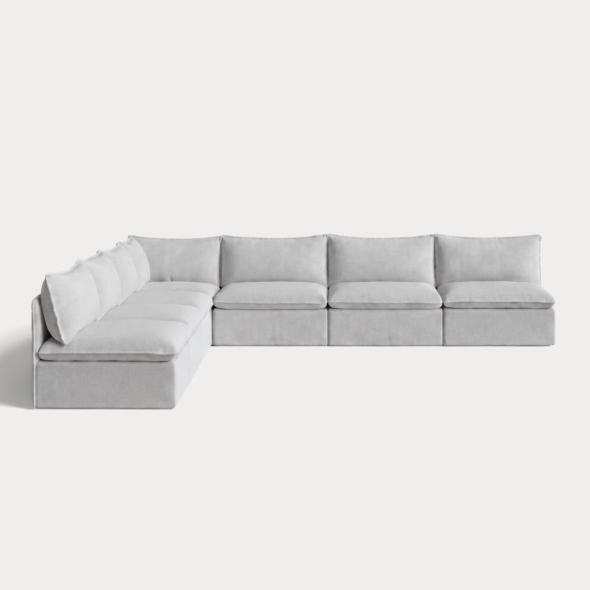 Modular Outdoor Washable 7-Seater Open-Ends Corner Sectional | Nano Slubweave in Mist