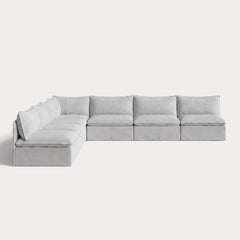 Modular Outdoor Washable 7-Seater Open-Ends Corner Sectional | Nano Slubweave in Mist