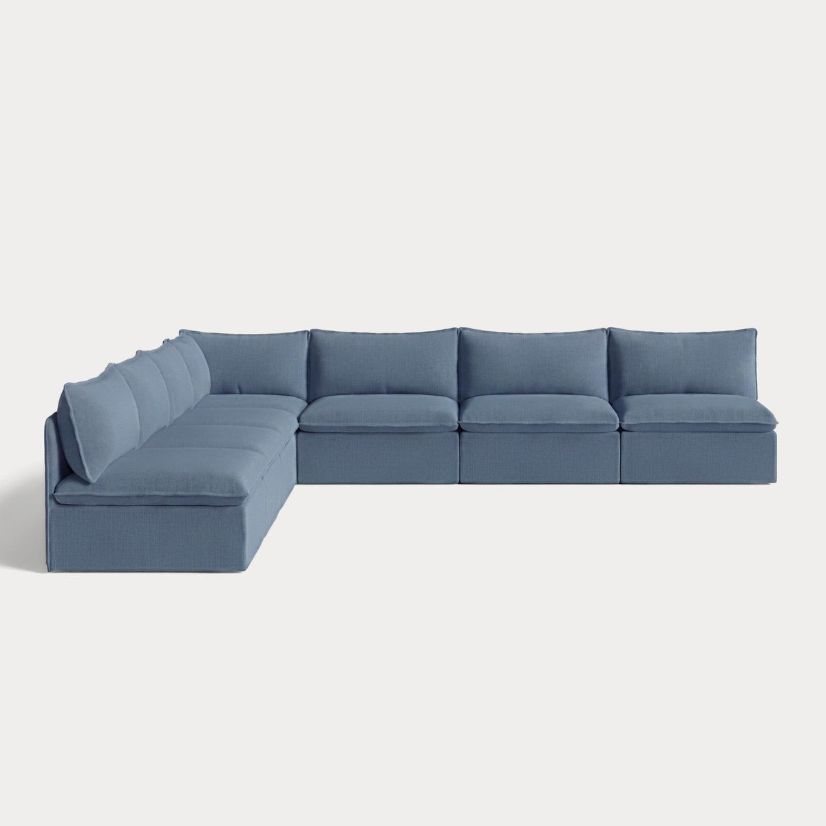 Modular Outdoor Washable 7-Seater Open-Ends Corner Sectional | Classic Canvas in Ocean