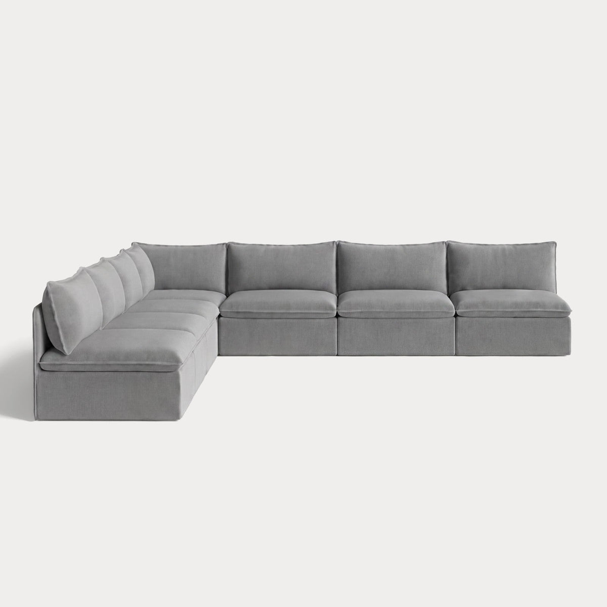 Modular Outdoor Washable 7-Seater Open-Ends Corner Sectional | Classic Canvas in Stone Gray