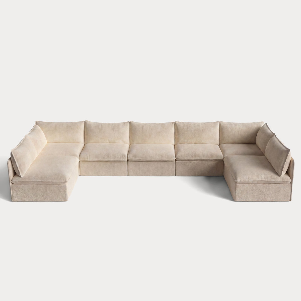 Modular Outdoor Washable 7-Seater Open-Ends U-Sectional | Alfresco Boucle in Cashew