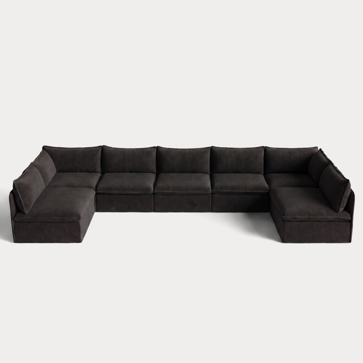 Modular Outdoor Washable 7-Seater Open-Ends U-Sectional | Classic Canvas in Charcoal