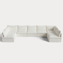 Modular Outdoor Washable 7-Seater Open-Ends U-Sectional | Classic Canvas in Cloud
