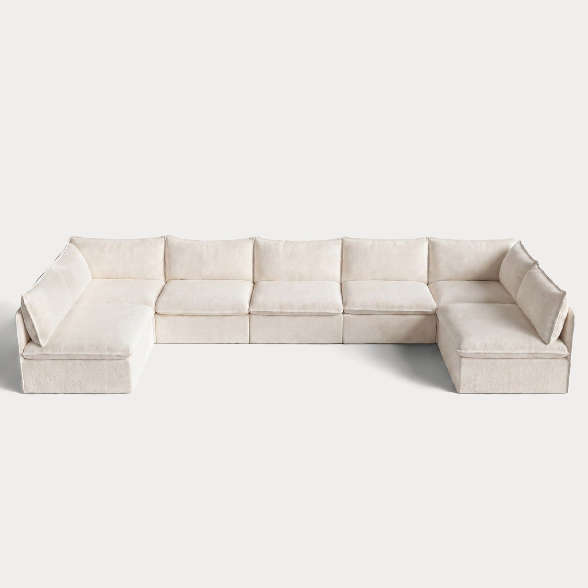 Modular Outdoor Washable 7-Seater Open-Ends U-Sectional | Alfresco Boucle in Creme