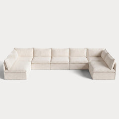 Modular Outdoor Washable 7-Seater Open-Ends U-Sectional | Alfresco Boucle in Creme