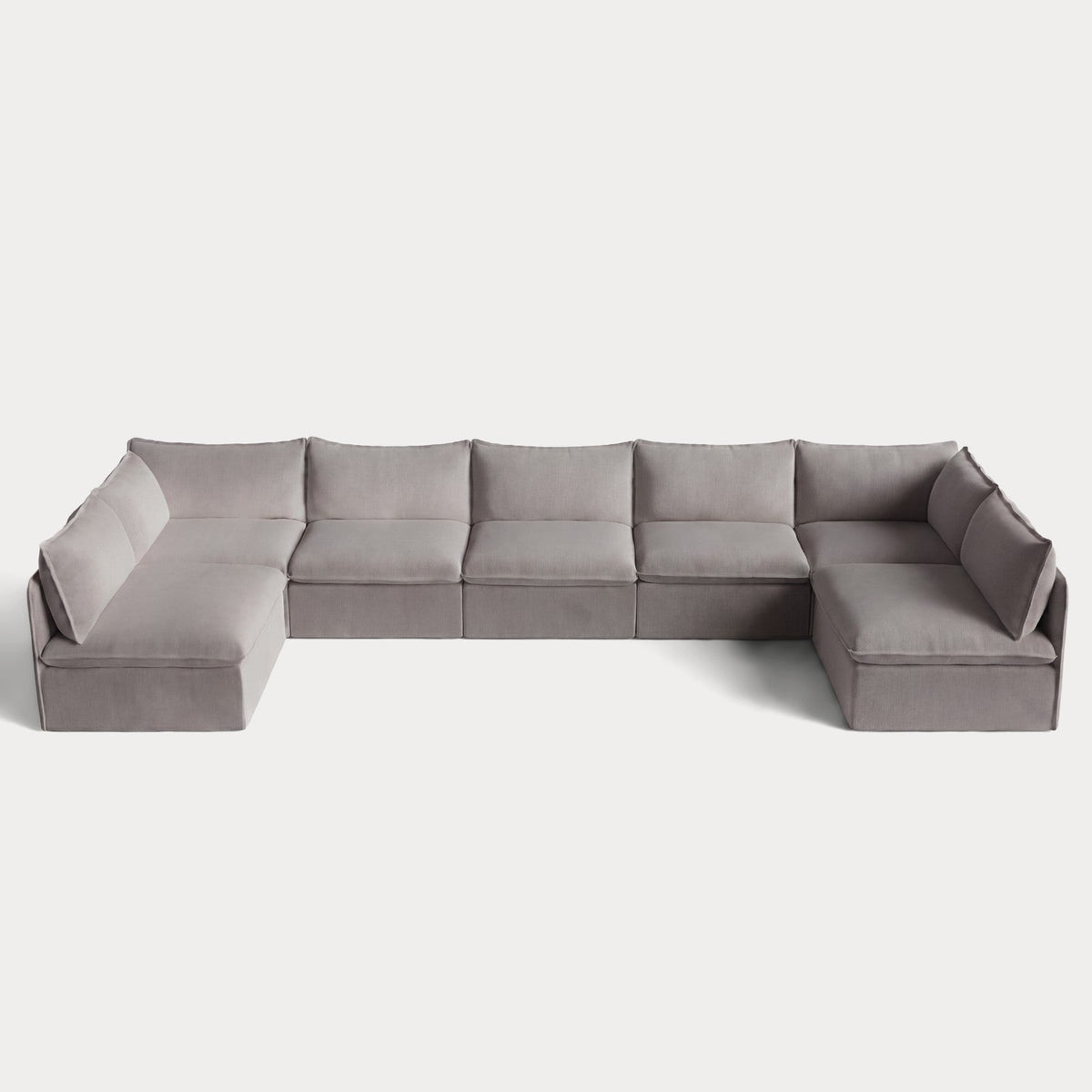 Modular Outdoor Washable 7-Seater Open-Ends U-Sectional | Nano Slubweave in Haze Gray