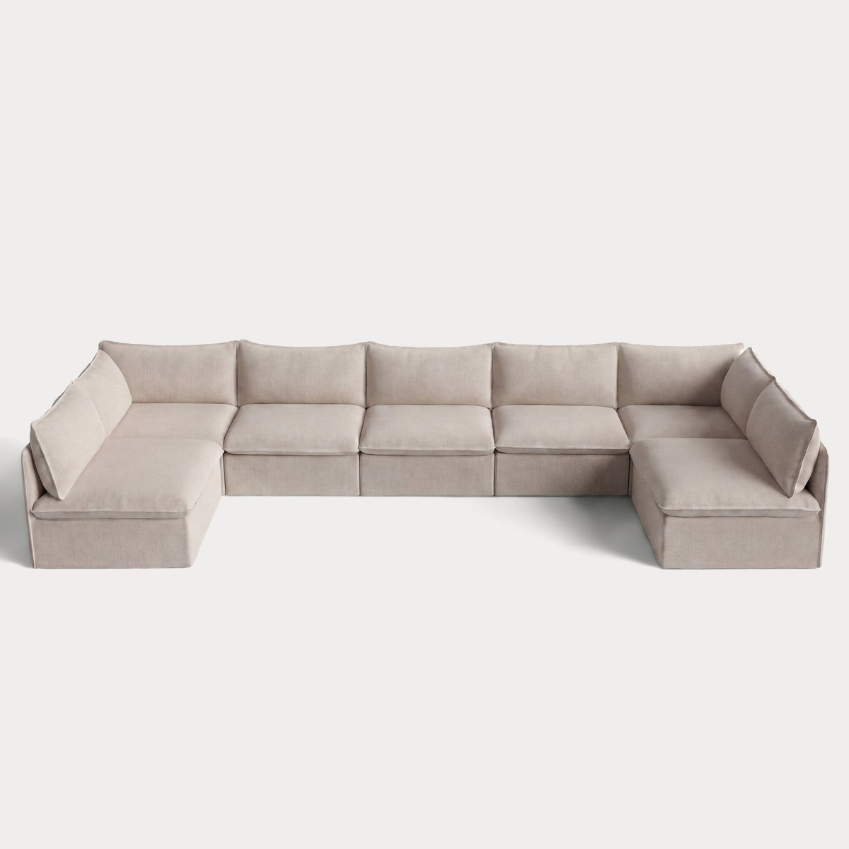 Modular Outdoor Washable 7-Seater Open-Ends U-Sectional | Classic Canvas in Sand