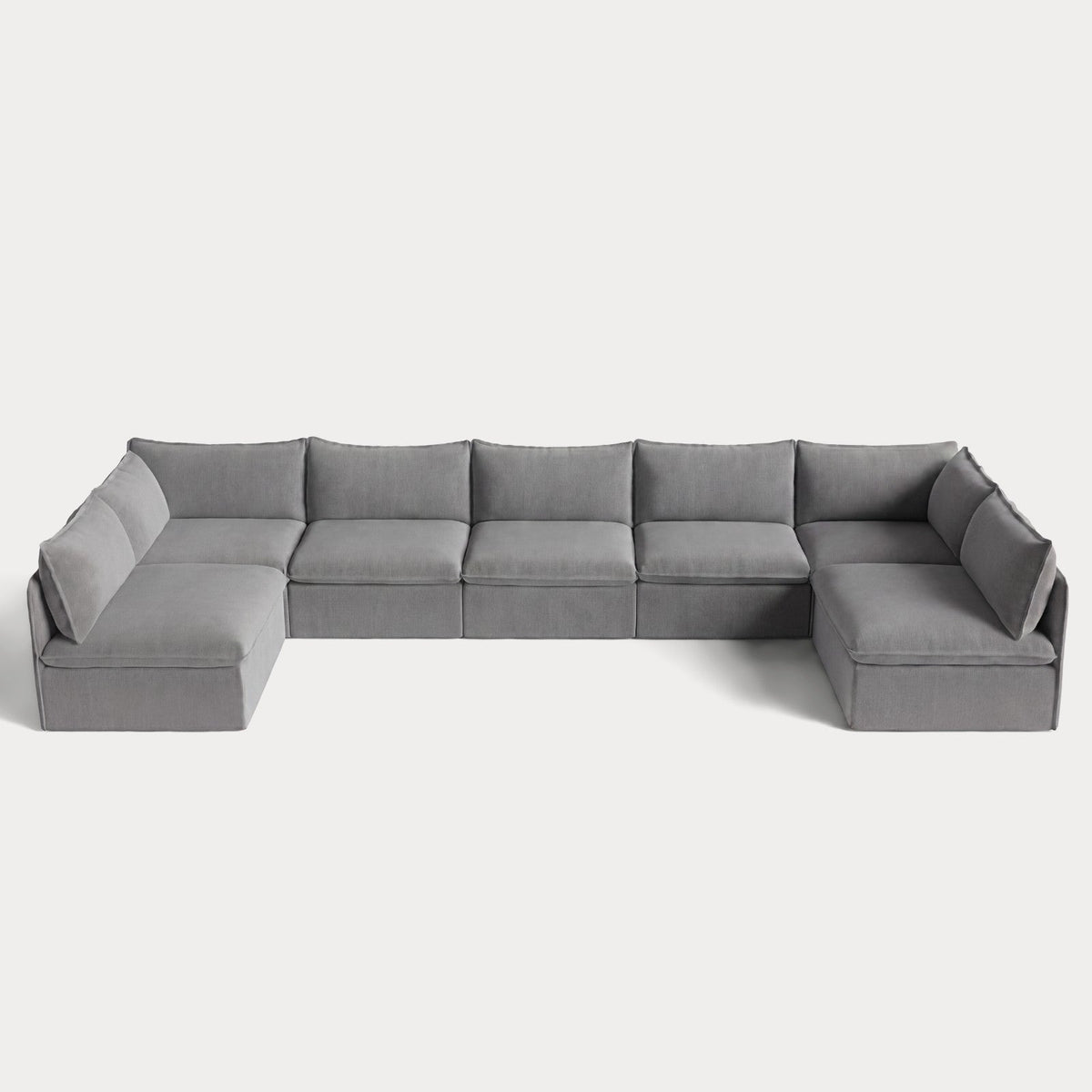 Modular Outdoor Washable 7-Seater Open-Ends U-Sectional | Classic Canvas in Stone Gray