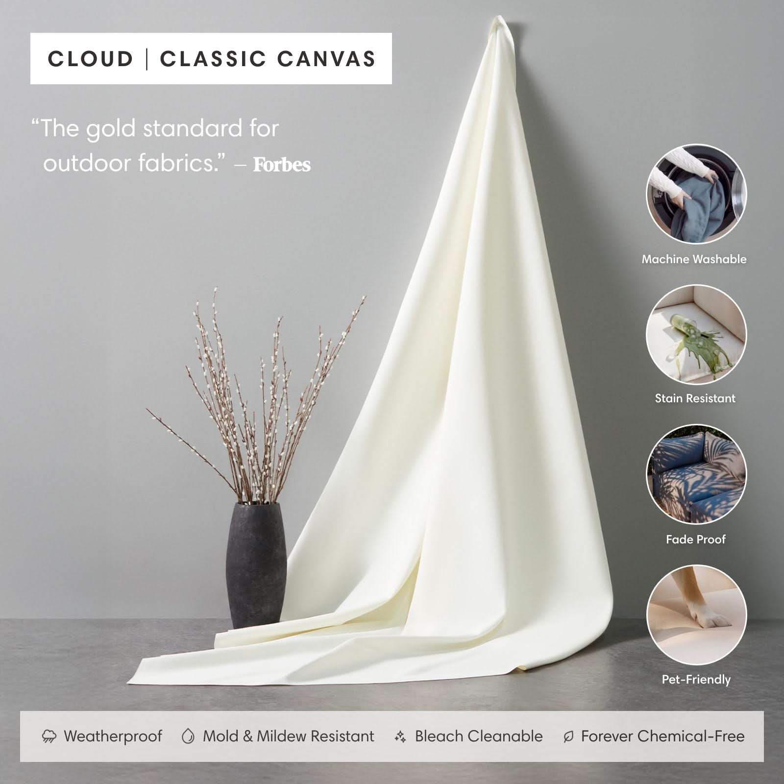 Modular Outdoor Washable 2-Seater | Classic Canvas in Cloud