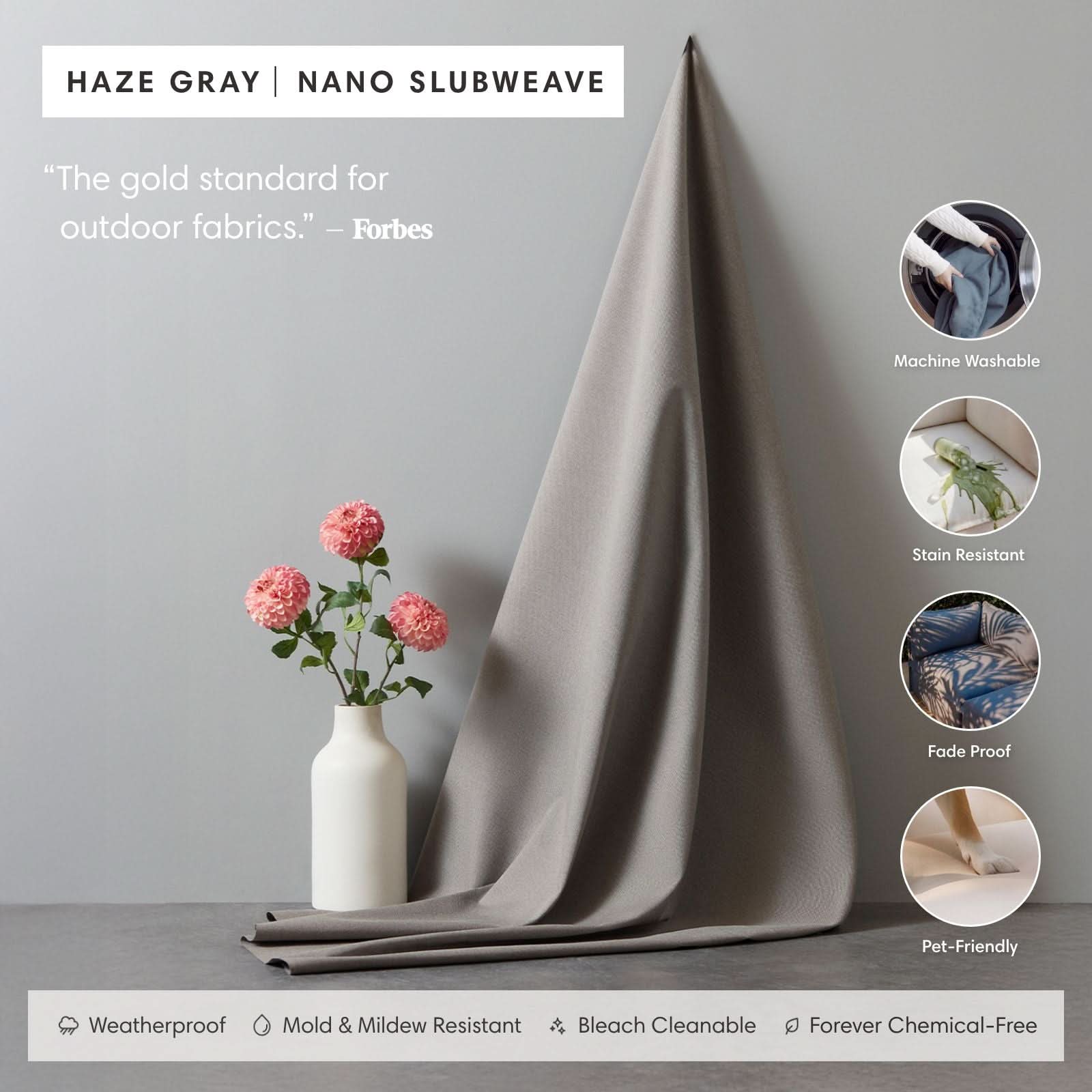 Modular Outdoor Washable 2-Seater | Nano Slubweave in Haze Gray