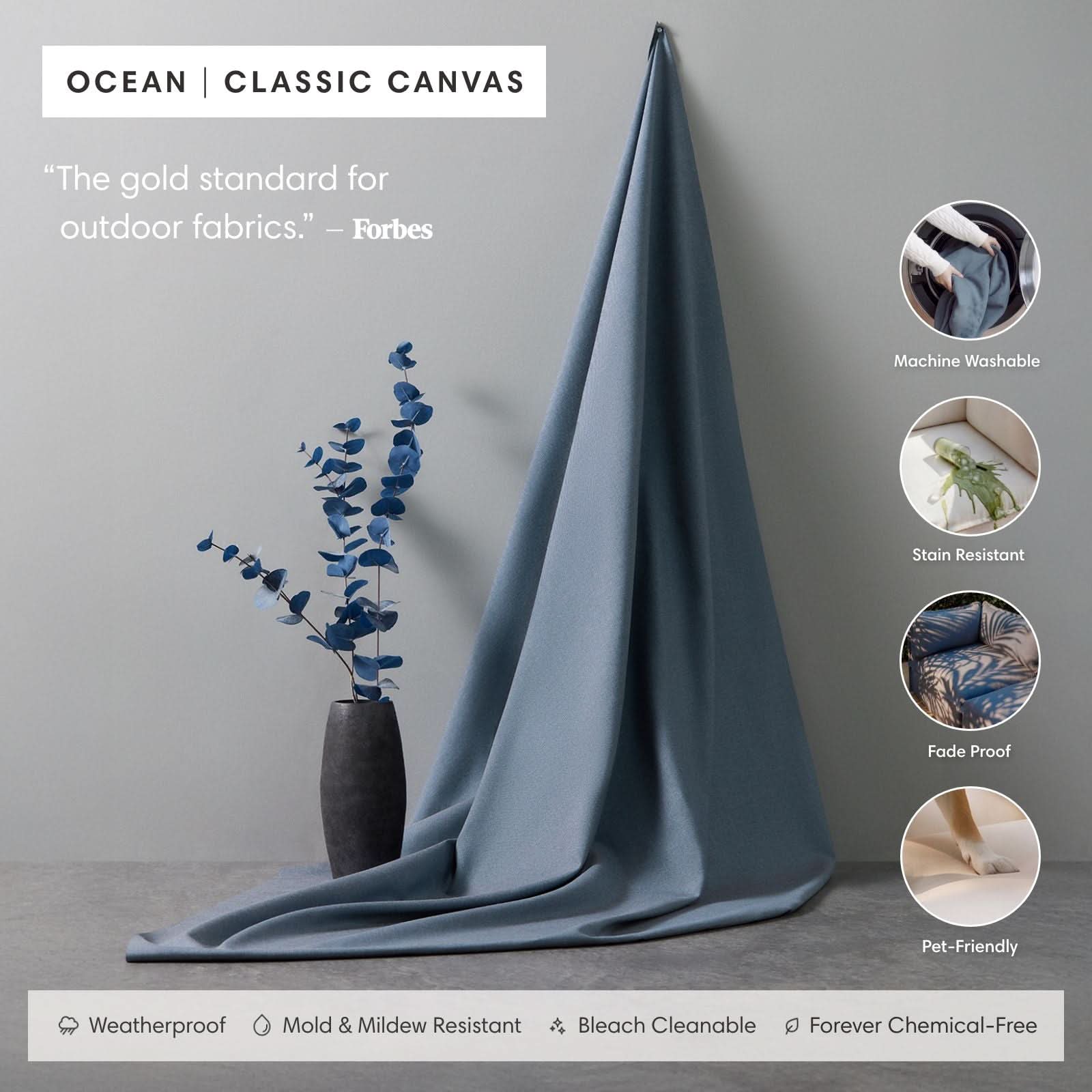 Modular Outdoor Washable 2-Seater | Classic Canvas in Ocean