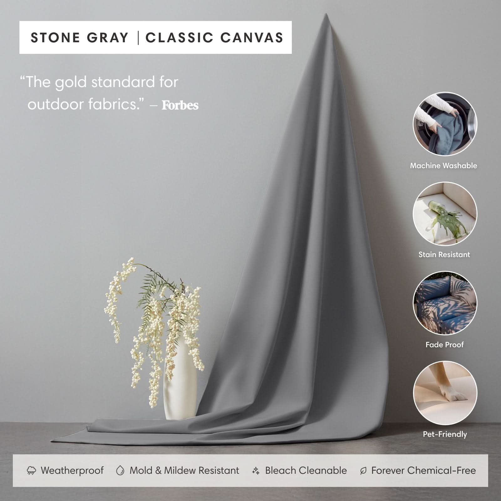 Modular Outdoor Washable 2-Seater | Classic Canvas in Stone Gray