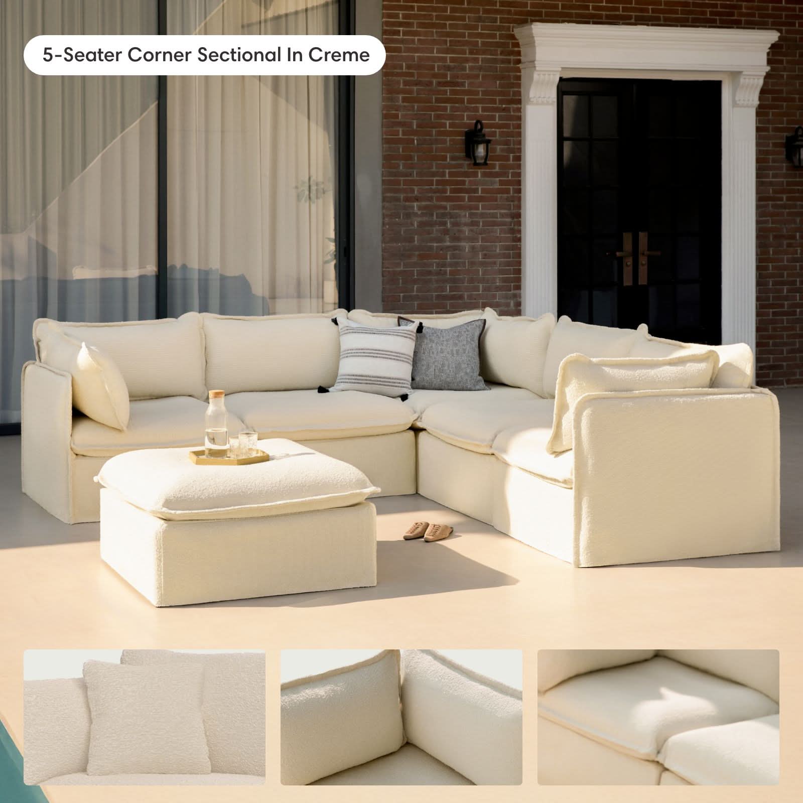 Modular Outdoor Washable 2-Seater | Alfresco Boucle in Creme