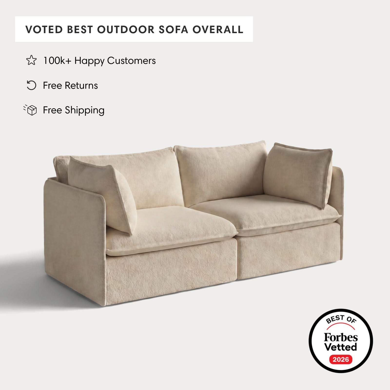 Modular Outdoor Washable 2-Seater | Alfresco Boucle in Cashew