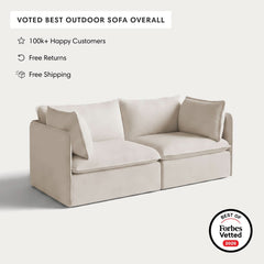 Modular Outdoor Washable 2-Seater | Nano Slubweave in Chai