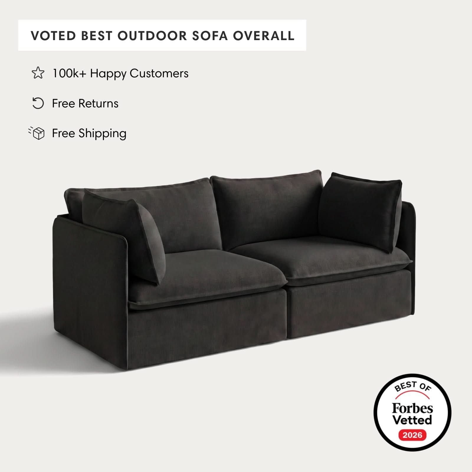 Modular Outdoor Washable 2-Seater | Classic Canvas in Charcoal