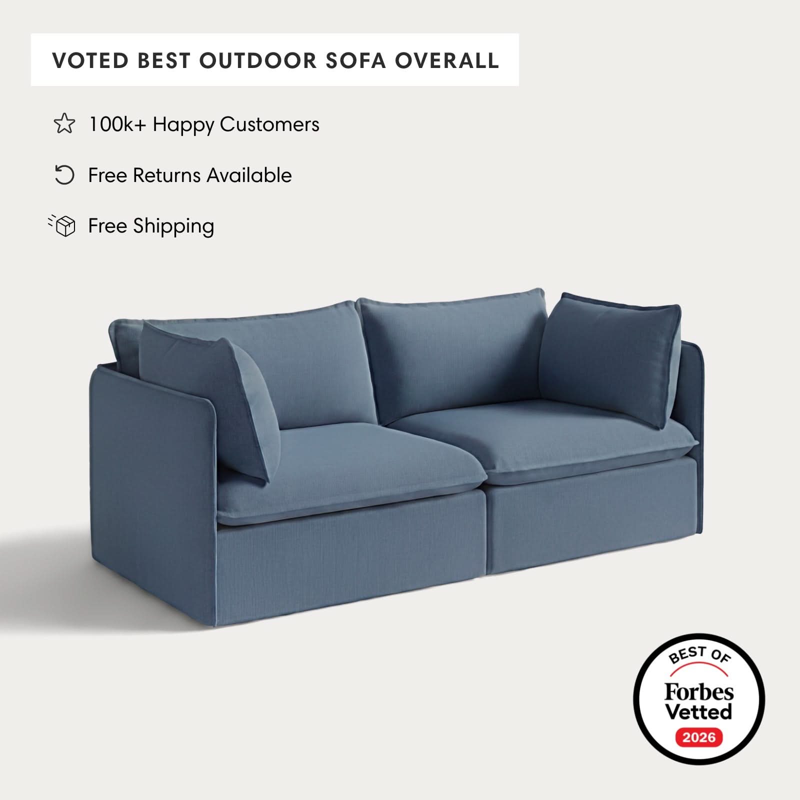 Modular Outdoor Washable 2-Seater | Classic Canvas in Ocean