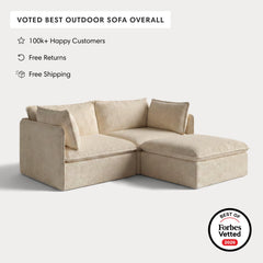 Modular Outdoor Washable 2-Seater Sectional | Alfresco Boucle in Cashew